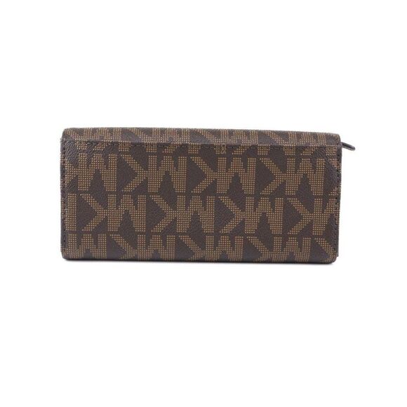 NWT Michael Kors Jet Set Logo Flap Wallet Signature PVC Brown - Picture 4 of 6